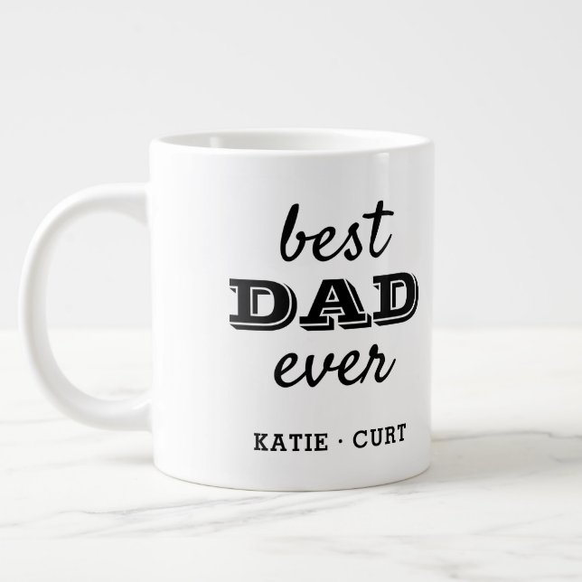 Grande Tasse Typographie simple Meilleure photo Papa Jamais (Gauche)