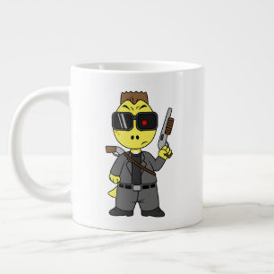 Grande Tasse Tyrannosaurus Rex Habillé Comme Terminator.