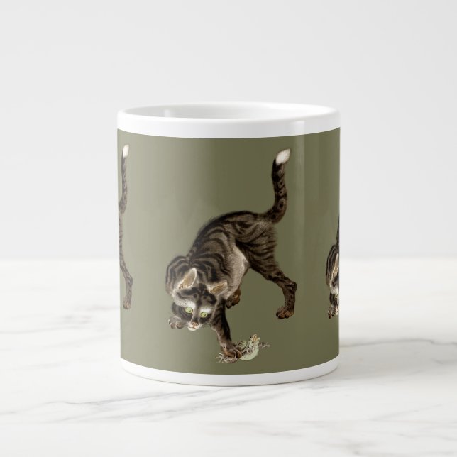 Grande Tasse Un chat japonais attrape une grenouille (Devant)