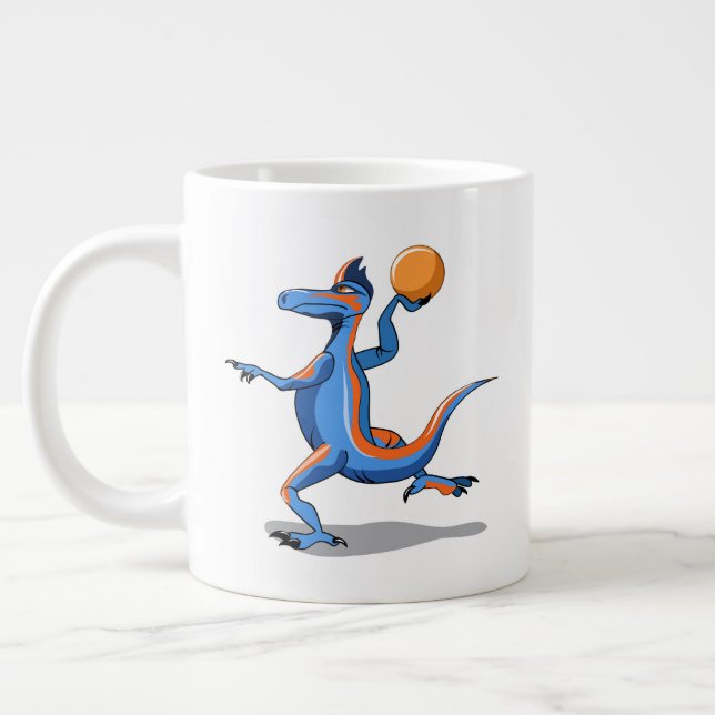 Grande Tasse Un Dessin Iguanodon Jouant Au Basket-Ball. (Gauche)