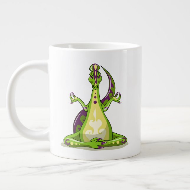 Grande Tasse Un Dinosaure Iguanodon Qui Fait Du Yoga. (Gauche)
