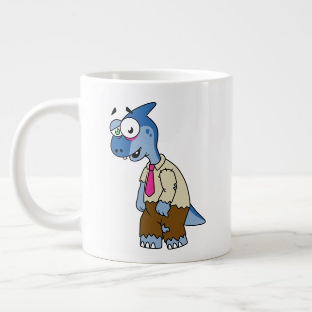 Grande Tasse Un Parasaurolophus Caricaturé En Zombie. (Gauche)