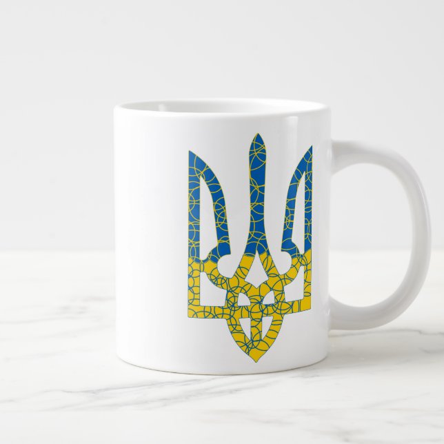 Grande Tasse Un trident ukrainien texturé drapeau d'Ukraine cou (Droite)