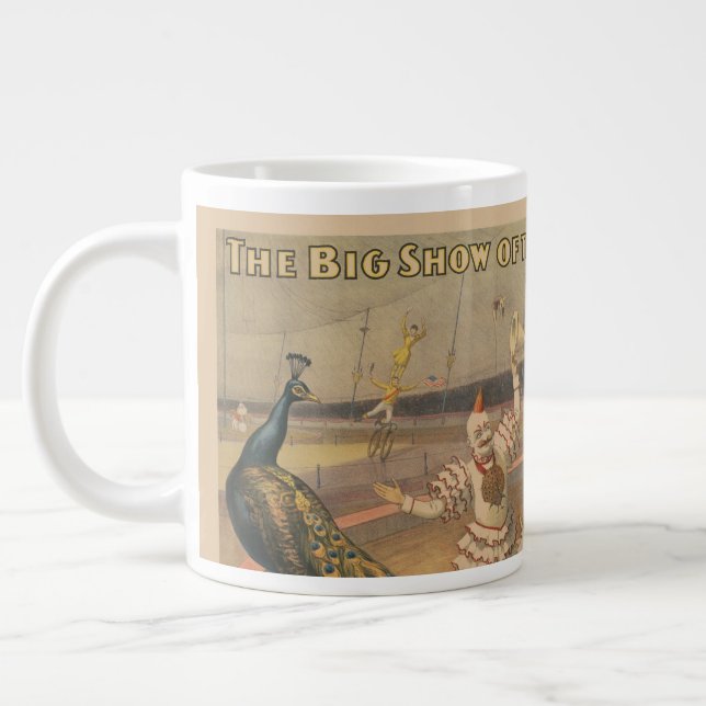 Grande Tasse Un Zébu Et Un Peacock Avec Un Entraîneur De Clown (Gauche)