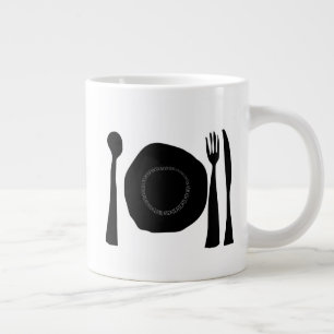 Grande Tasse Ustensiles de cuisine noir et blanc