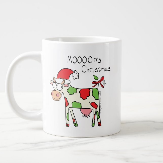 Grande Tasse Vache Drôle Caricature Noël (Gauche)
