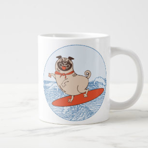 Grande Tasse Vague à cheval heureux chien de carlin sur la plan