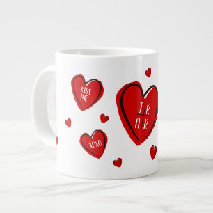 Grande Tasse Valentine Red Hearts mignonne Personnaliser Couple
