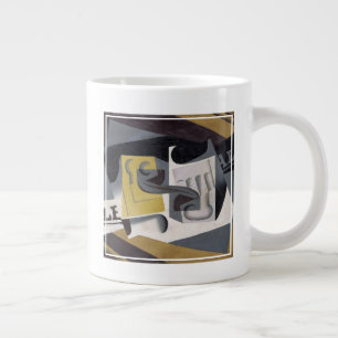 Grande Tasse Verre et journal, 1917 (huile sur contreplaqué)