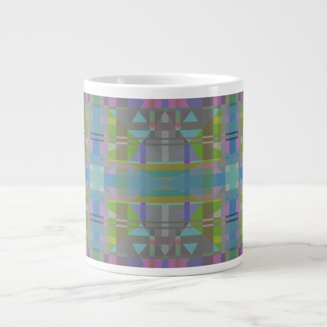 Grande Tasse Vert bleu violet géométrique (Devant)