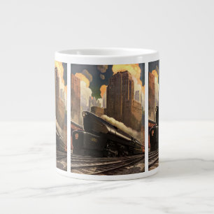 Grande Tasse Ville vintage, train duplex T1 sur les voies ferré