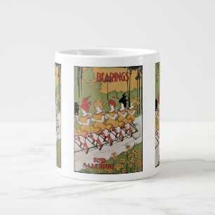 Grande Tasse Vintage Art Nouveau, Vélo Tandem à Roulements