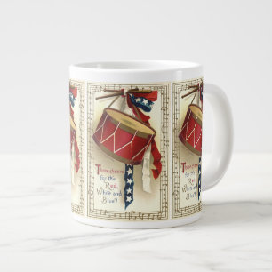 Grande Tasse Vintage patriotique, tambours avec notes de musiqu