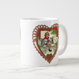 Grande Tasse Vintage Saint Valentin victorienne, Garçon en coeu