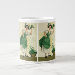 Grande Tasse Vintage St. Patrick's Day Irish Lass avec Clovers