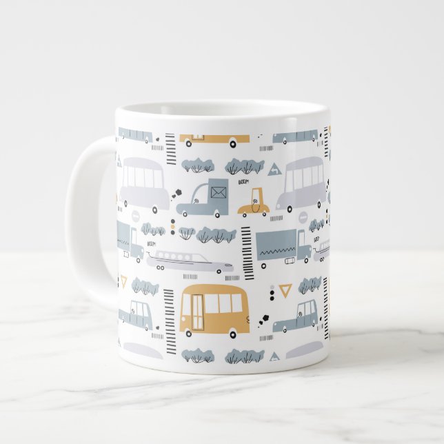 Grande Tasse Voitures mignonnes dans le Motif de la circulation (Devant gauche)