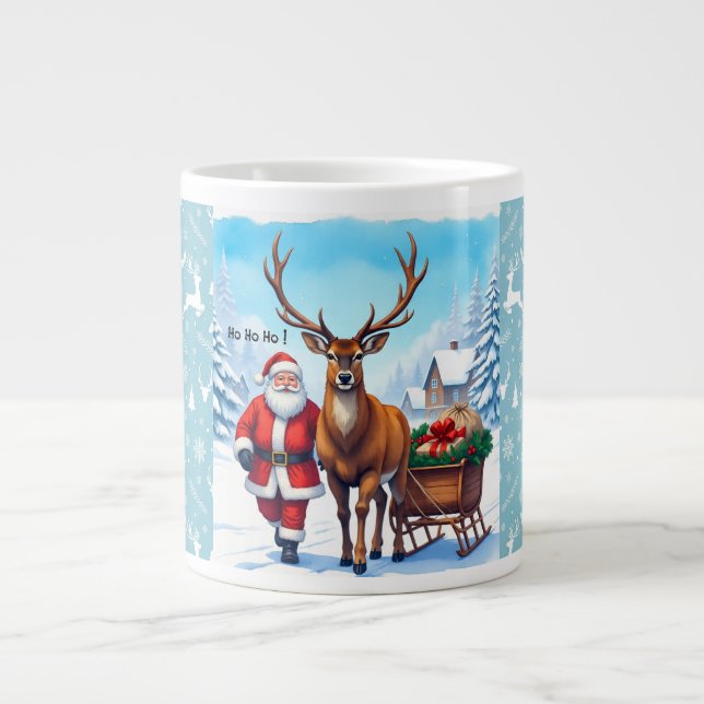 Grande Tasse Voyage de Noël du Père Noël et du Rindeer (Devant)