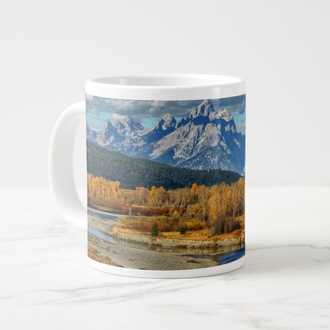 Grande Tasse Vue de la rivière Grand Teton Mountains à l'automn (Devant gauche)