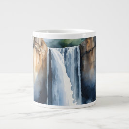 Grande Tasse Watercolor painted waterfall