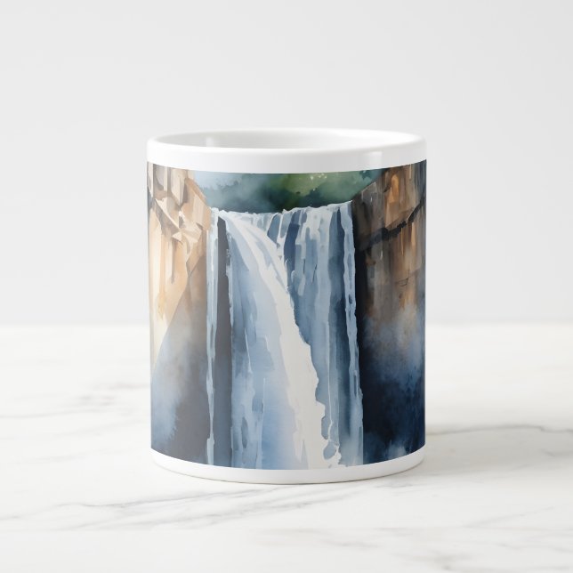 Grande Tasse Watercolor painted waterfall (Devant)