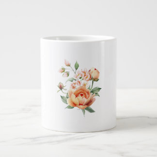 Grande Tasse Watercolor Peach Rose Floral Specialty Mug