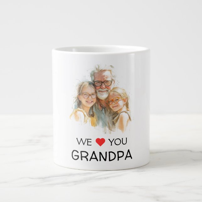 Grande Tasse We Love You Grandpa Mug | Personalized Photo (Devant)
