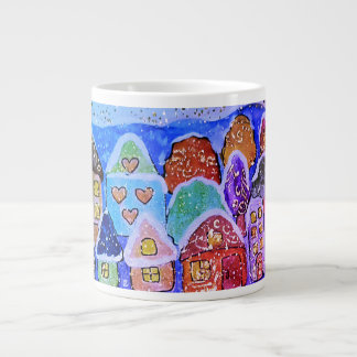 Grande Tasse Whimsical Winter Village Art Christmas Gift