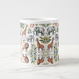 Grande Tasse White mug featuring a vibrant jungle animal 