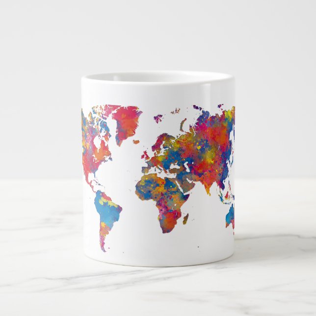 Grande Tasse World map in watercolor (Devant)