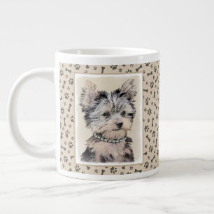 Grande Tasse Yorkshire Terrier Puppy Peinture Chien original