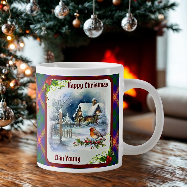 Grande Tasse Young Tartan & Robin Christmas Personalized (Créateur téléchargé)