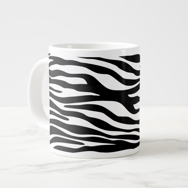 Grande Tasse Zebra Print, Zebra Stripes, Noir Et Blanc (Devant gauche)