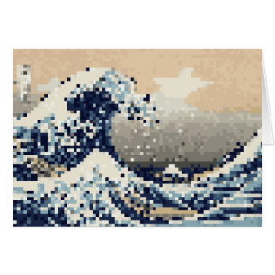 Grande vague au large de Kanagawa 8 bits Pixel car