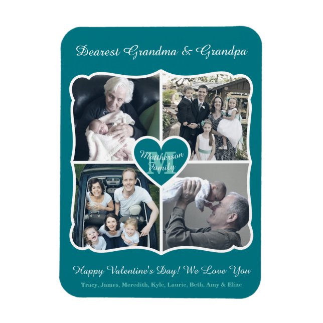 Grandeltern Valentine Personalisiert Instagram Gri Magnet (Vertikal)
