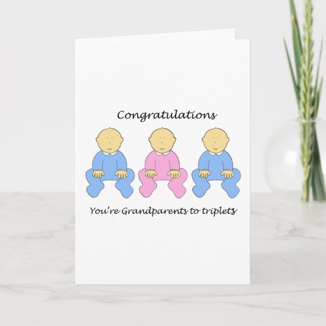 Grandeltern zu Triplets gratulieren Karte (Vorderseite)