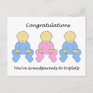 Grandeltern zu Triplets gratulieren Postkarte
