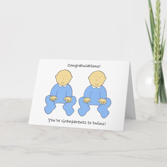 Grandeltern zu Twin Boys gratulieren Karte (Vorderseite)