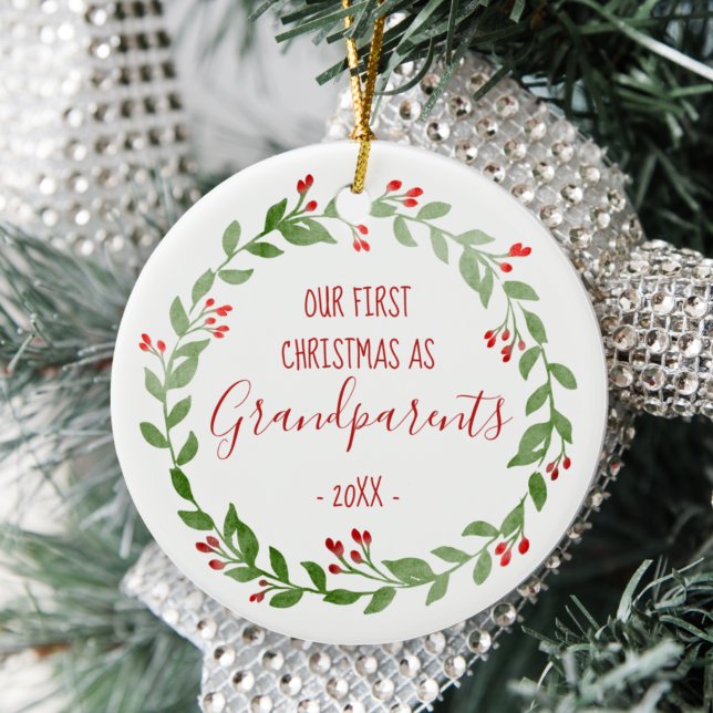 Grandelterns erstes Weihnachts-Custom-Baby-Foto Keramik Ornament (Von Creator hochgeladen)