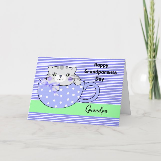 Grandelterntagkarte für Opa mit Katze Karte (Vorderseite)