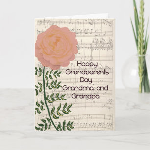 Grandelterntagkarte mit Rose- und Musikblatt Karte