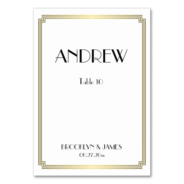 Grandes Cartes de table Gatsby Art Déco Gold Maria (Par défaut)