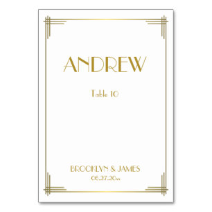 Grandes Cartes de table Mariages Gatsby Gold Art D