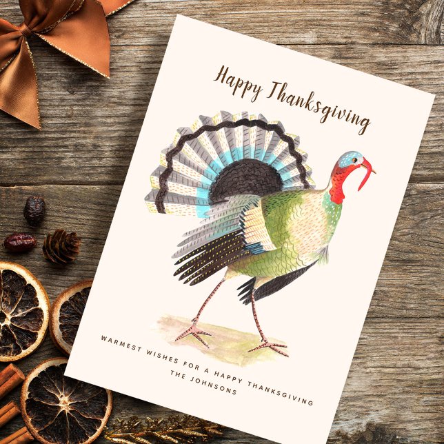 Grandes | cartes de voeux du thanksgiving | de la (Rustic Turkey Thanksgiving Greeting Holiday Card)