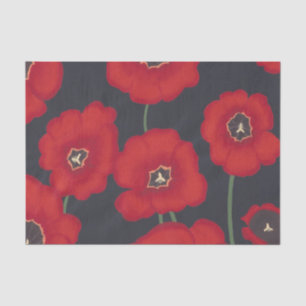 Grandes tulipes rouges sur le papier de soie de
