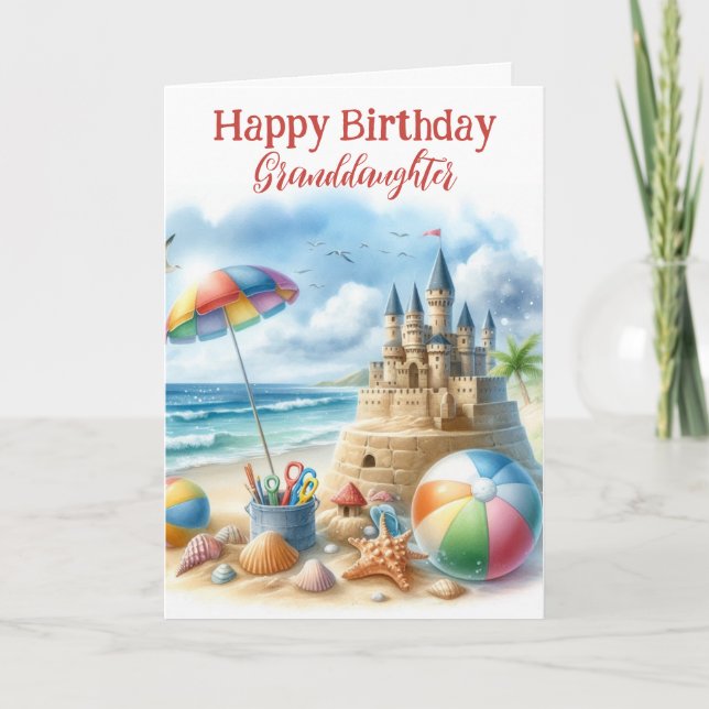 Grandgirl Beach Carte de voeux pliée Anniversaire (Devant)