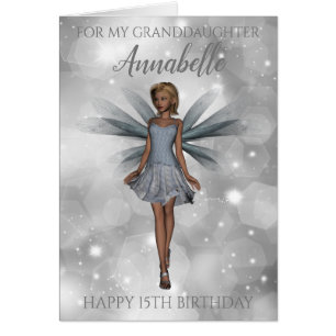 Grandgirl Elegant Silver 15e Anniversaire Carte
