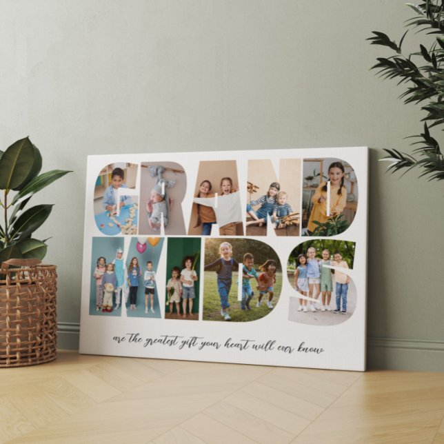 Grandkids 9 Foto Collage, Geschenk für Großeltern Leinwanddruck (Von Creator hochgeladen)