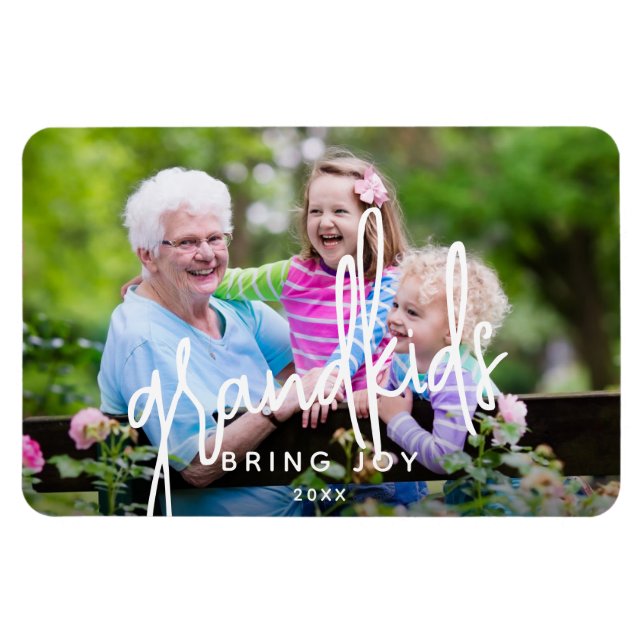 Grandkids bringen Joy-Foto Magnet (Horizontal)