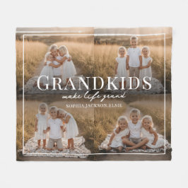 Grandkids Make Life Grand Grandparent Gift Photo Fleecedecke