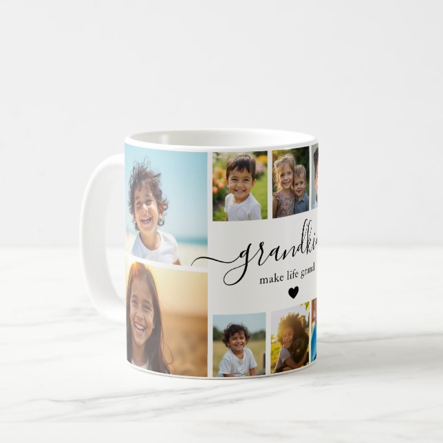 Grandkids Make Life Grand Photo Collage Kaffeetasse (Vorderseite Links)